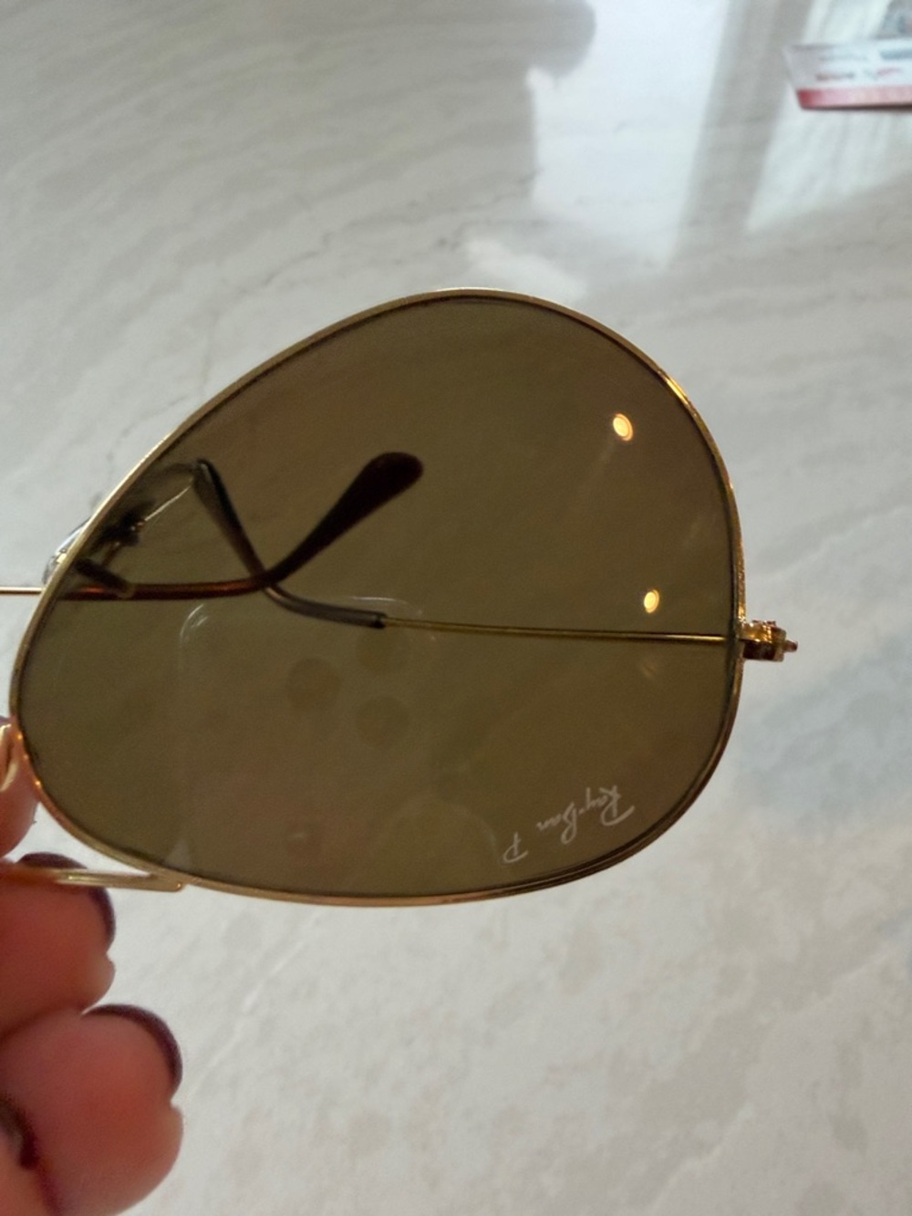 Gold Frame Women's Aviator Sunglasses with Amber Lenses - Picture 6 of 6